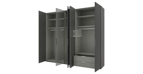 DREHTÜRENSCHRANK  in Anthrazit  - Anthrazit/Schwarz, KONVENTIONELL, Glas/Holzwerkstoff (250/223/62cm) - Novel