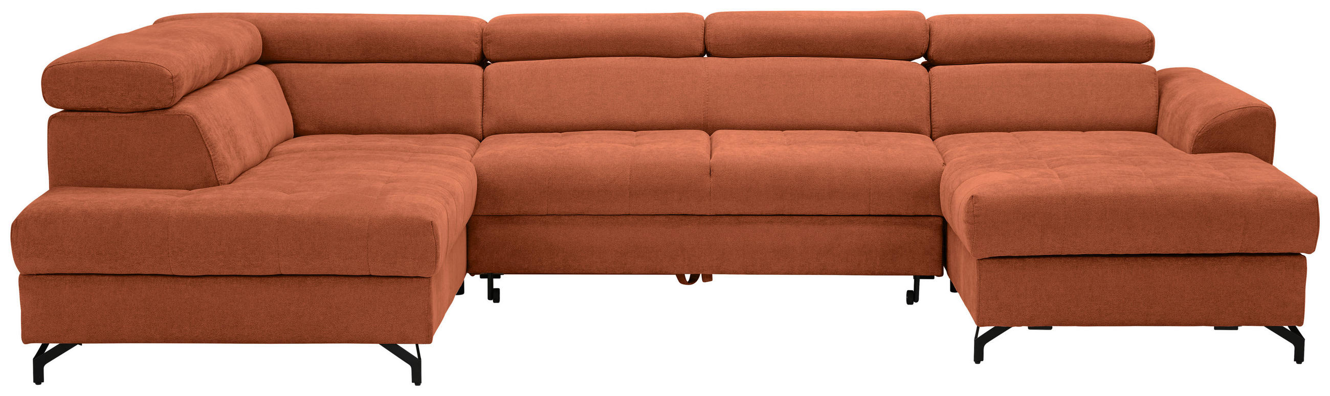 WOHNLANDSCHAFT Orange Struktur  - Schwarz/Orange, Design, Textil/Metall (203/327/177cm) - Stylife