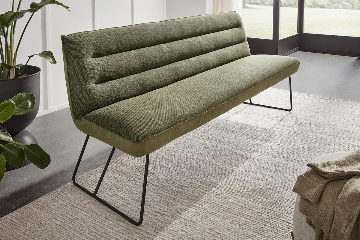 SITZBANK in Metall, Textil Grün, Schwarz  - Schwarz/Grün, Design, Textil/Metall (218/89/68cm) - Dieter Knoll
