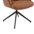 ARMLEHNSTUHL  in Aluminium, Eisen Echtleder pigmentiert  - Cognac/Schwarz, Design, Leder/Metall (65/92/67,5cm) - Novel