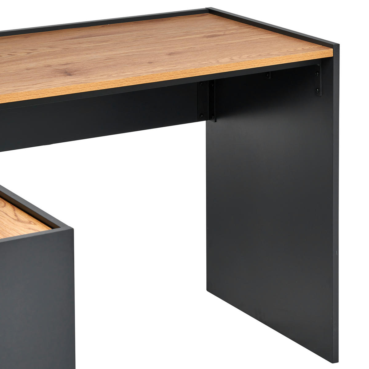 ECKSCHREIBTISCH  Schwarz, Eichefarben  - Eichefarben/Schwarz, MODERN, Holzwerkstoff (150/76,5/136,5cm) - MID.YOU