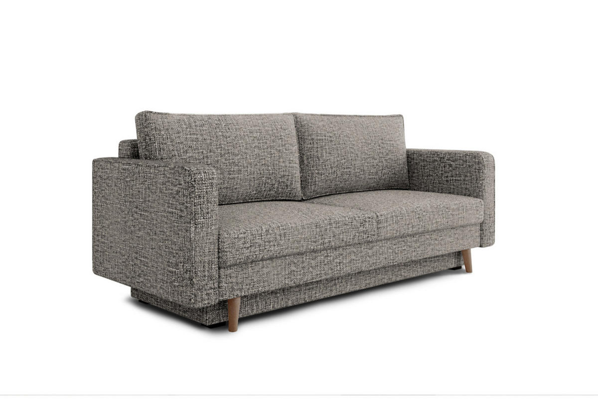SCHLAFSOFA COCO Grau  inkl. Rückenkissen, Schlaffunktion  - Erlefarben/Schwarz, Design, Holzwerkstoff/Kunststoff (232/90/97cm) - MID.YOU