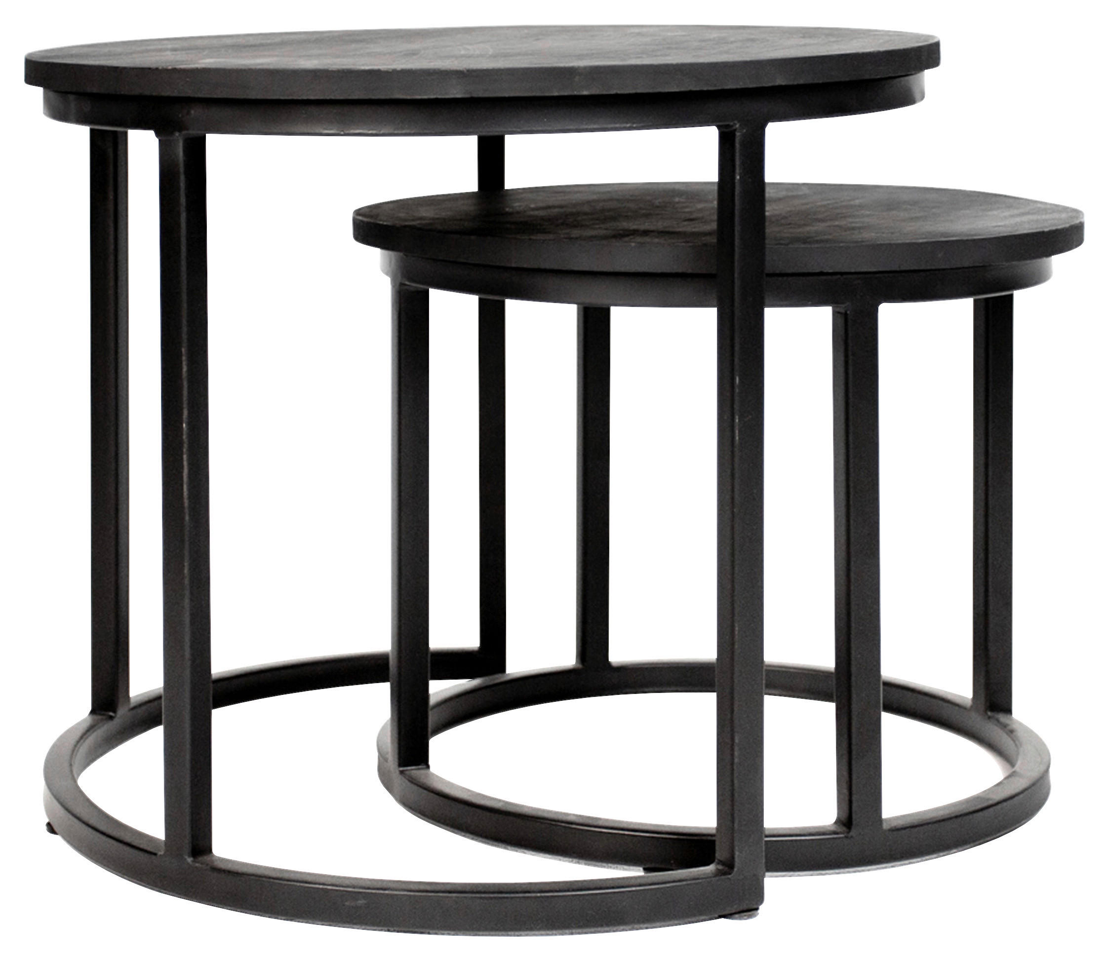 COUCHTISCH Mangoholz rund Schwarz  - Schwarz, KONVENTIONELL, Holz/Metall (53/53/53cm) - MID.YOU
