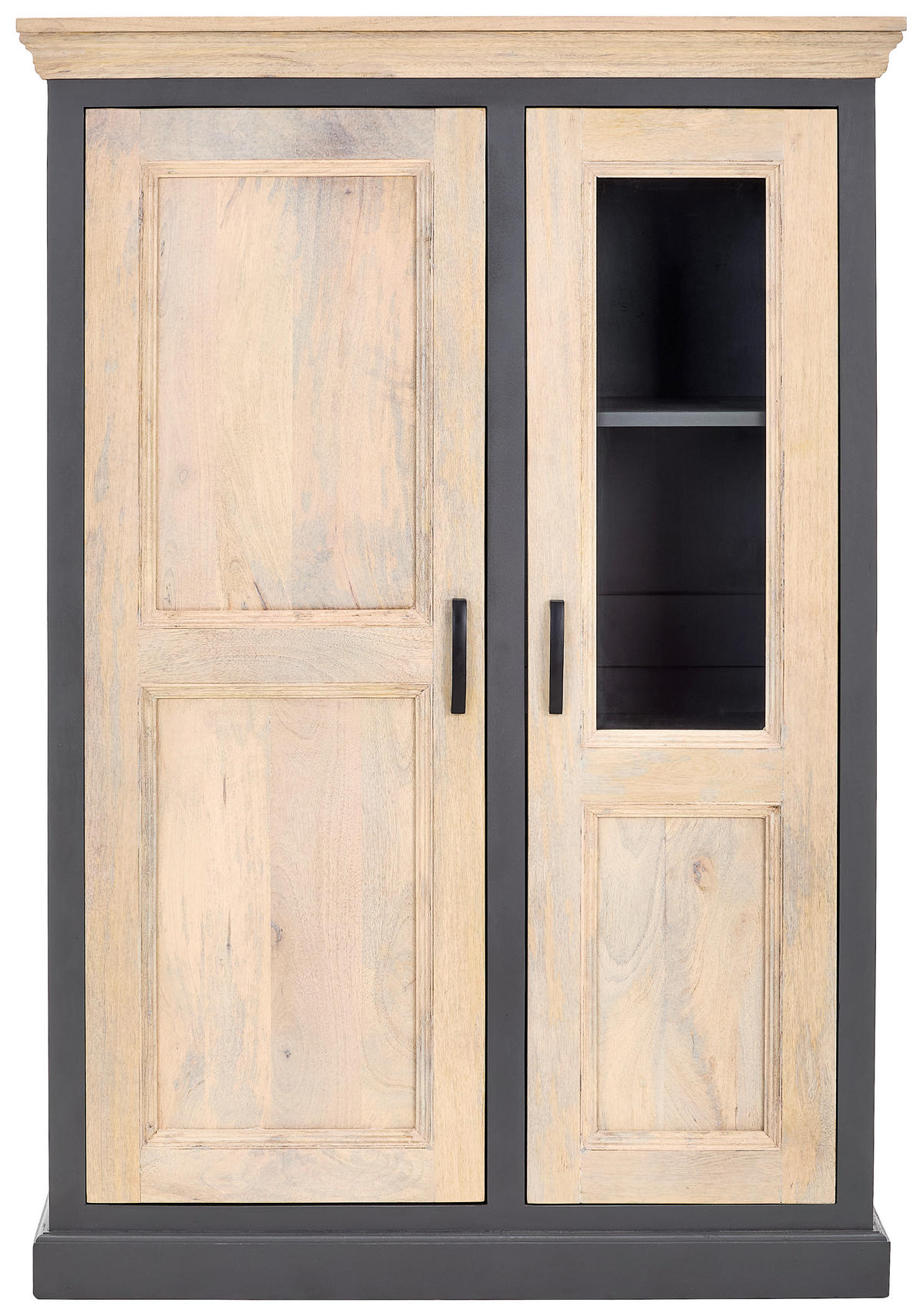 HIGHBOARD Kigali  in 100/145/40 cm  - Schwarz/Naturfarben, Natur, Glas/Holz (100/145/40cm) - Livetastic