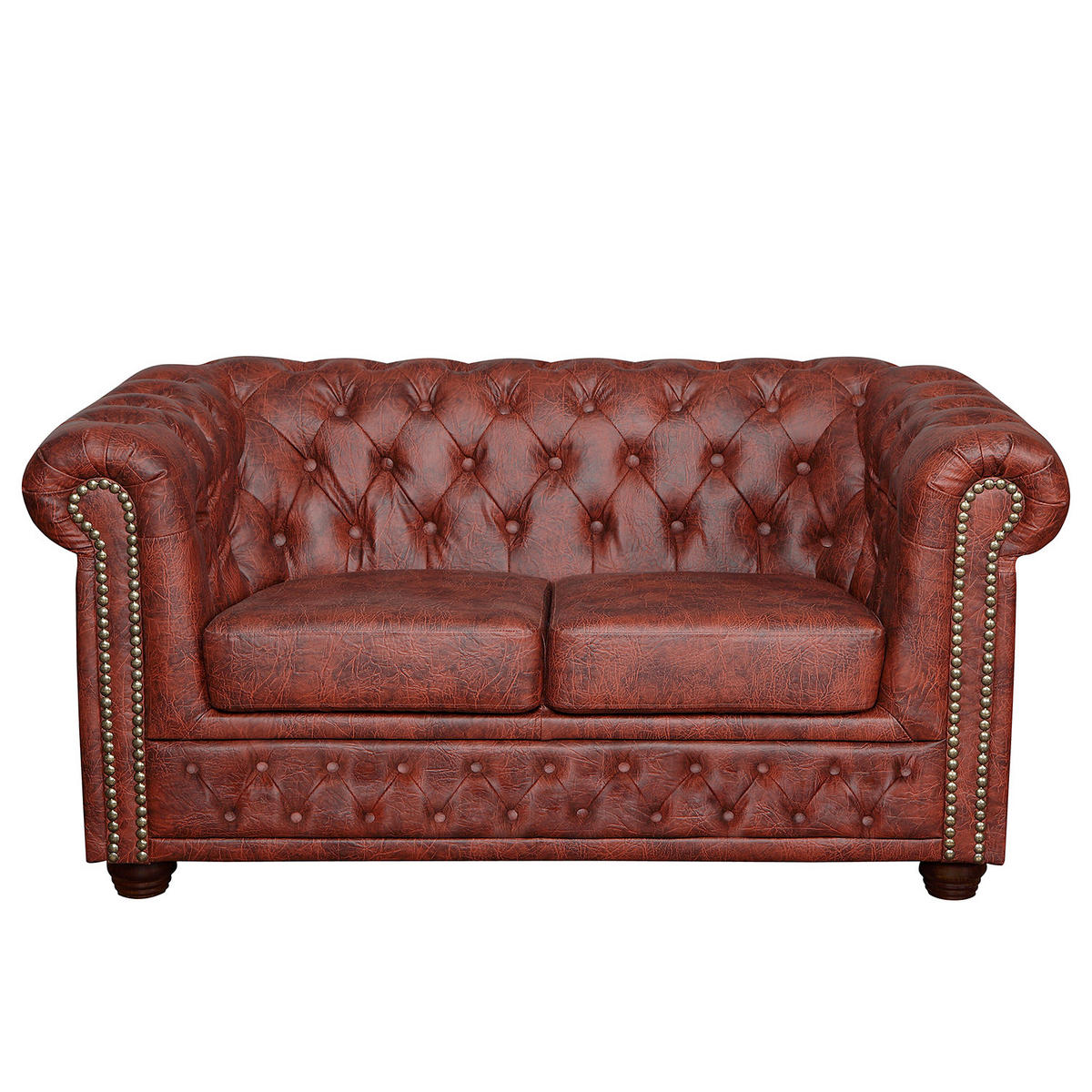 2-SITZER-SOFA YORK in Lederlook Rostfarben  - Rostfarben/Braun, Design, Holz/Textil (148/72/86cm) - P & B