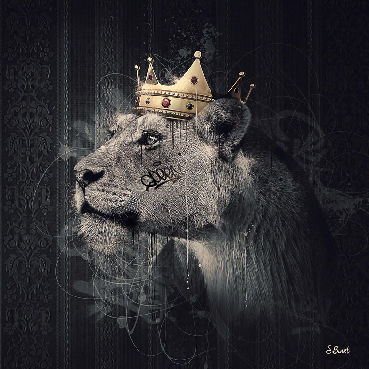 KUNSTDRUCK Tiere 30/30 cm  - Goldfarben/Schwarz, Basics, Papier (30/30cm) - Monee