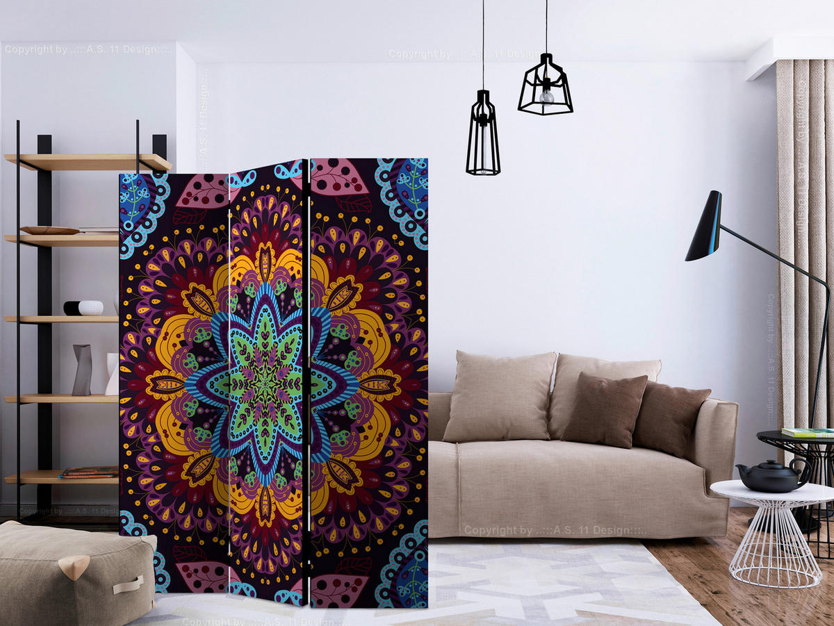 PARAVENT mit 3  Flügel - Multicolor, Basics, Holz/Textil (135/172/3cm) - artgeist