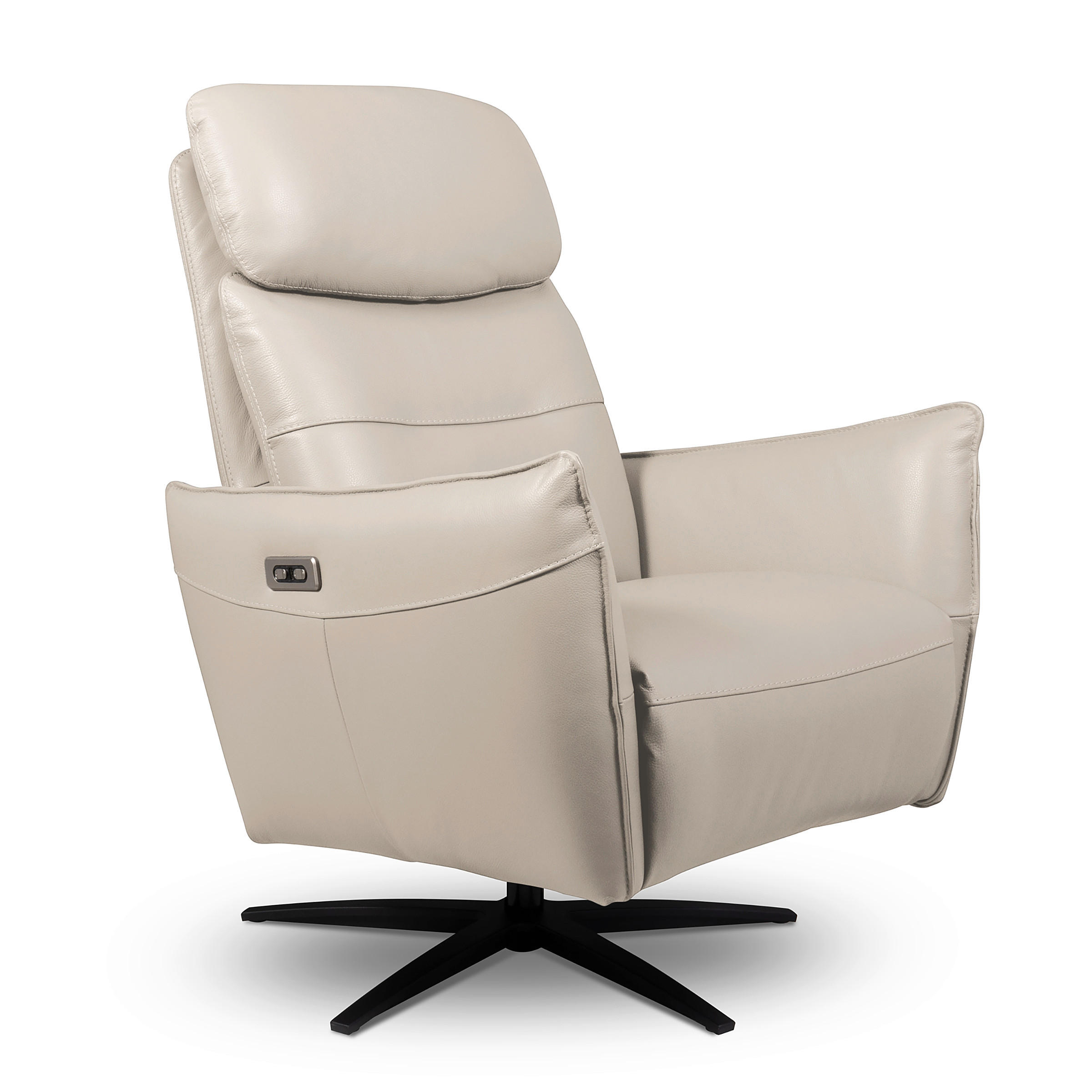 RELAXSESSEL in Leder Hellgrau  - Hellgrau/Schwarz, Design, Leder/Metall (77/107/88cm) - Livetastic