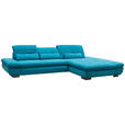 ECKSOFA Türkis Mikrofaser  - Türkis/Schwarz, Design, Textil/Metall (341/204cm) - Xora