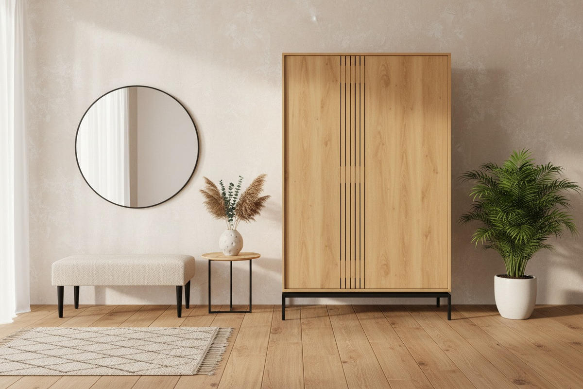 ESKÜVŐI SZEKRÉNY 110/180/40 cm  - natúr színű/fekete, Design, faalapú anyag (110/180/40cm) - Xora