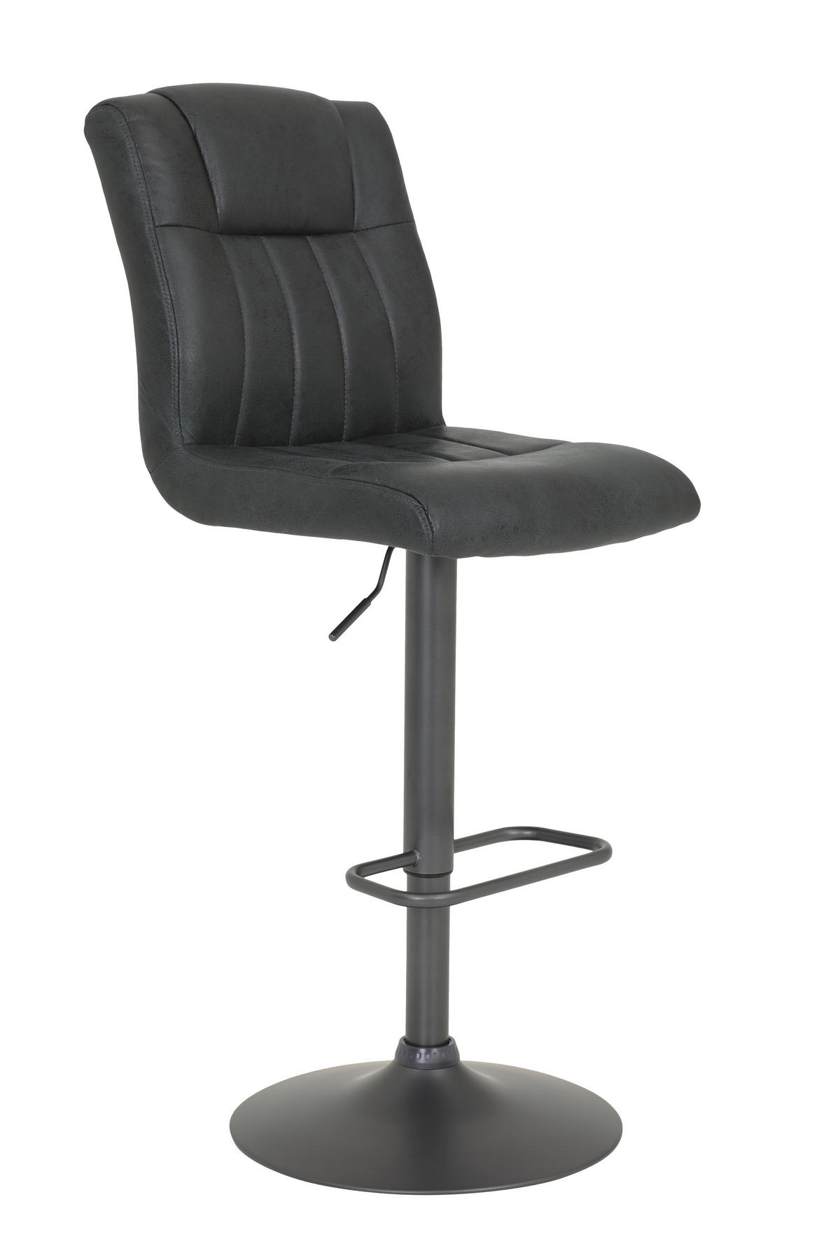 BARHOCKER Mikrofaser Anthrazit, Grau Stahl Sitzfläche 360° drehbar, abwischbar  - Anthrazit/Grau, MODERN, Textil/Metall (43/102-123/56,5cm) - MID.YOU