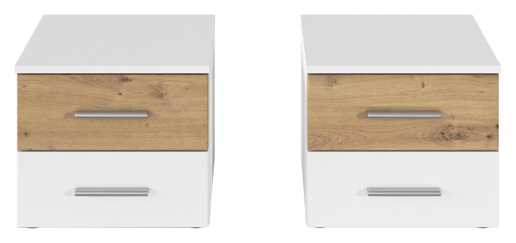 Thumbnail - Nachtschrankset, Weiß, Eiche Artisan, Kunststoff, 2 Schublade(n) Schubladen, 40x36x40 cm, Blauer Engel, BQ - Bündnis für...