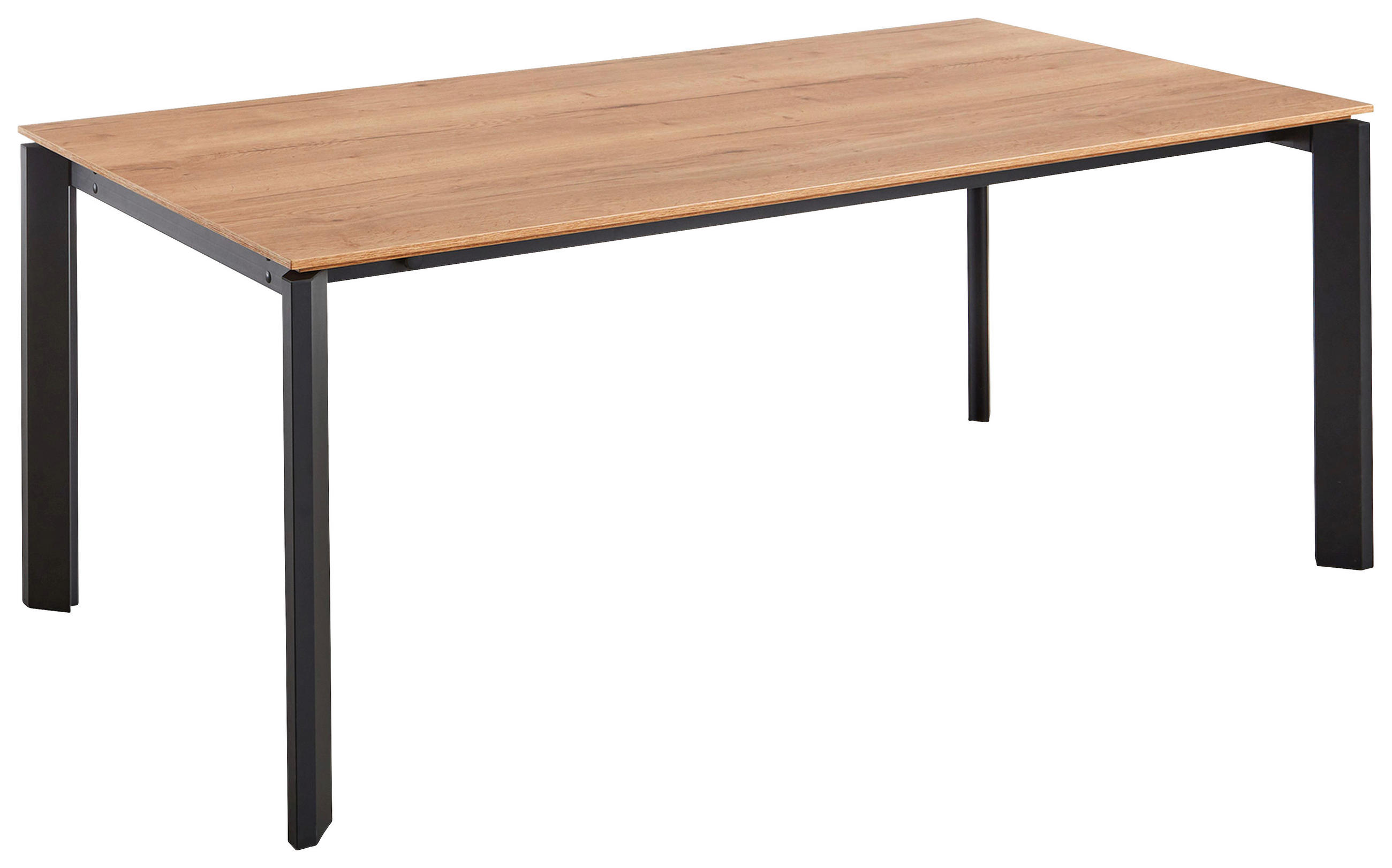 ESSTISCH in Metall, Holzwerkstoff 200-300/95/76 cm  - Eichefarben/Schwarz, Basics, Holzwerkstoff/Metall (200-300/95/76cm) - Celina Home
