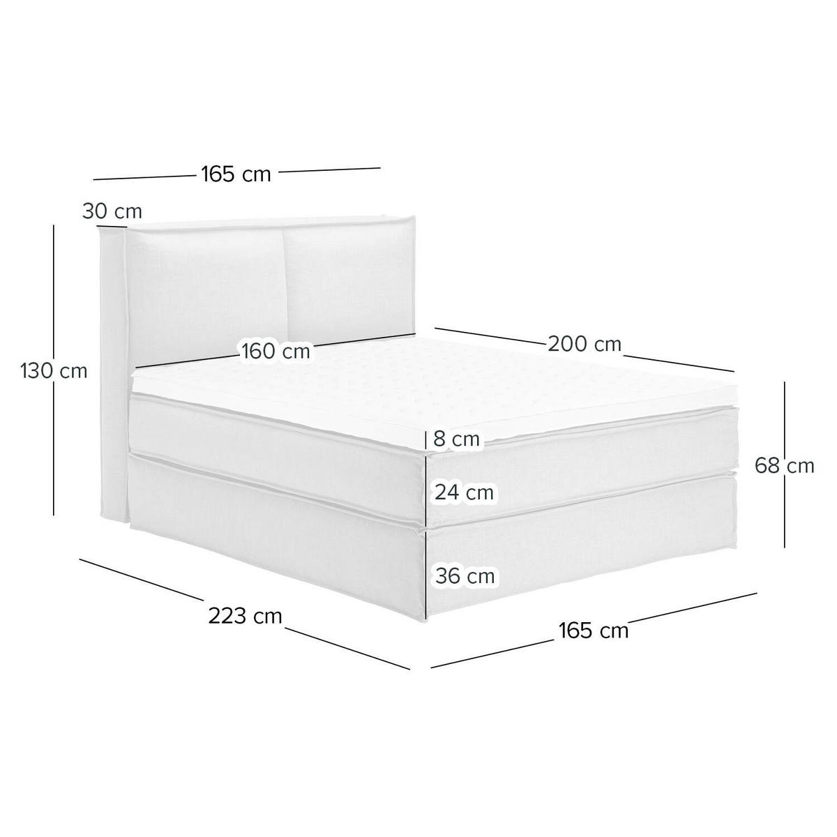 BOXSPRINGBETT 160/200 cm  in Hellgrau  - Hellgrau/Schwarz, Design, Textil (160/200cm) - home24
