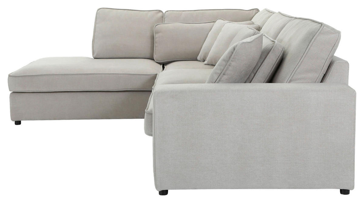 ECKSOFA  in Flachgewebe Grau Zierkissen, Rückenkissen, Rücken echt  228/307 cm  - Schwarz/Grau, MODERN, Kunststoff/Textil (228/307cm) - Carryhome