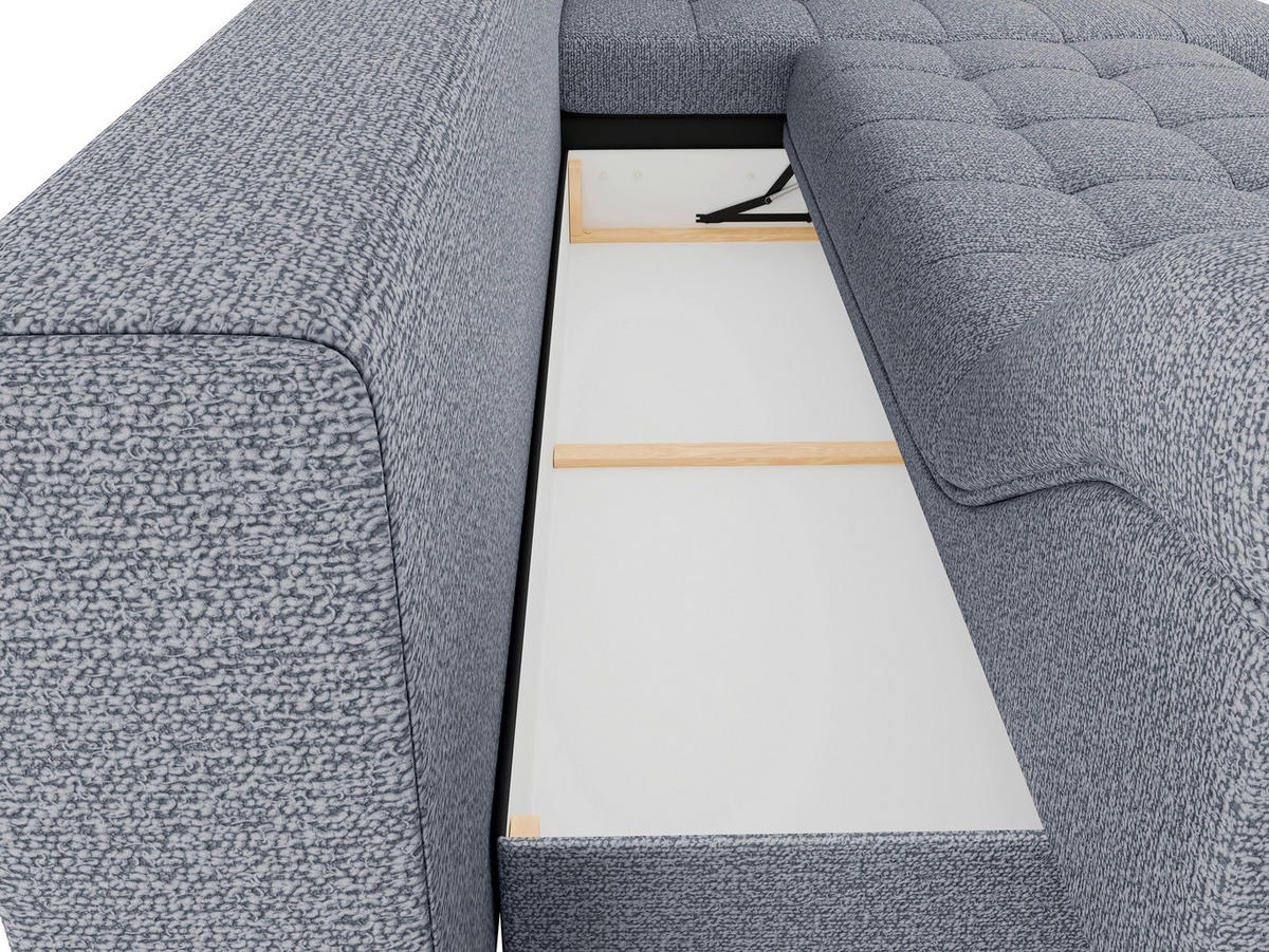 ECKSOFA Grau Struktur, Bouclé  - Schwarz/Grau, Design, Textil (177/276cm) - MID.YOU