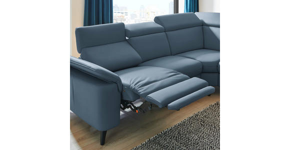 ECKSOFA in Echtleder Blau  - Blau/Schwarz, Design, Leder/Metall (285/239cm) - Cantus