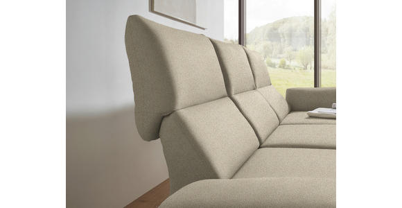 ECKSOFA  in Flachgewebe Beige Armteilverstellung, Relaxfunktion, Drehsitzfunktion  255-365/175-224 cm  - Beige/Schwarz, Design, Textil/Metall (255-365/175-224cm) - Dieter Knoll