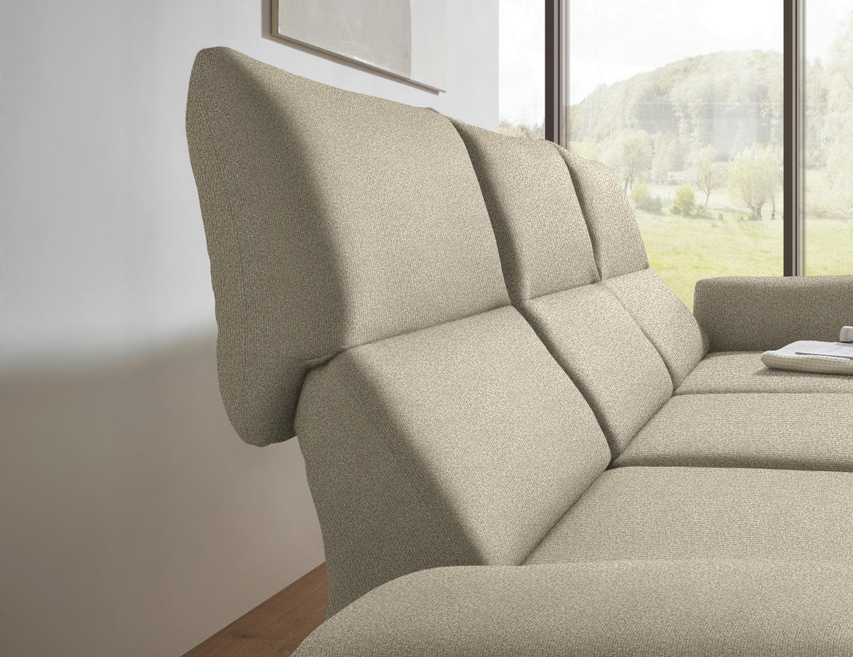 ECKSOFA Flachgewebe Beige  - Beige/Schwarz, Design, Textil/Metall (255-365/175-224cm) - Dieter Knoll