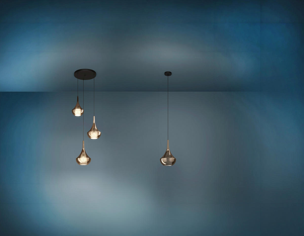 HÄNGELEUCHTE ALMOSTER 55/150 cm   - Schwarz/Bronzefarben, Design, Glas/Metall (55/150cm) - Eglo
