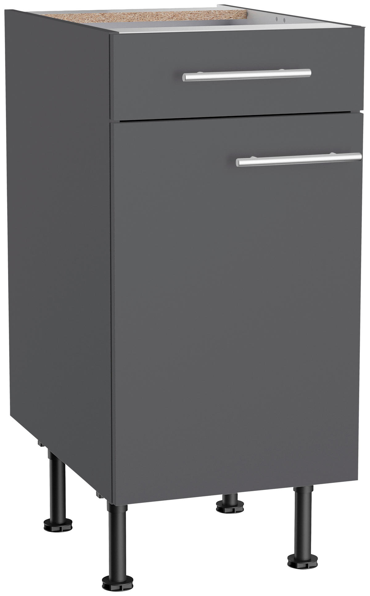 KÜCHENBLOCK 270 cm   in Anthrazit  - Edelstahlfarben/Eichefarben, Basics, Holzwerkstoff/Metall (270cm) - Optifit