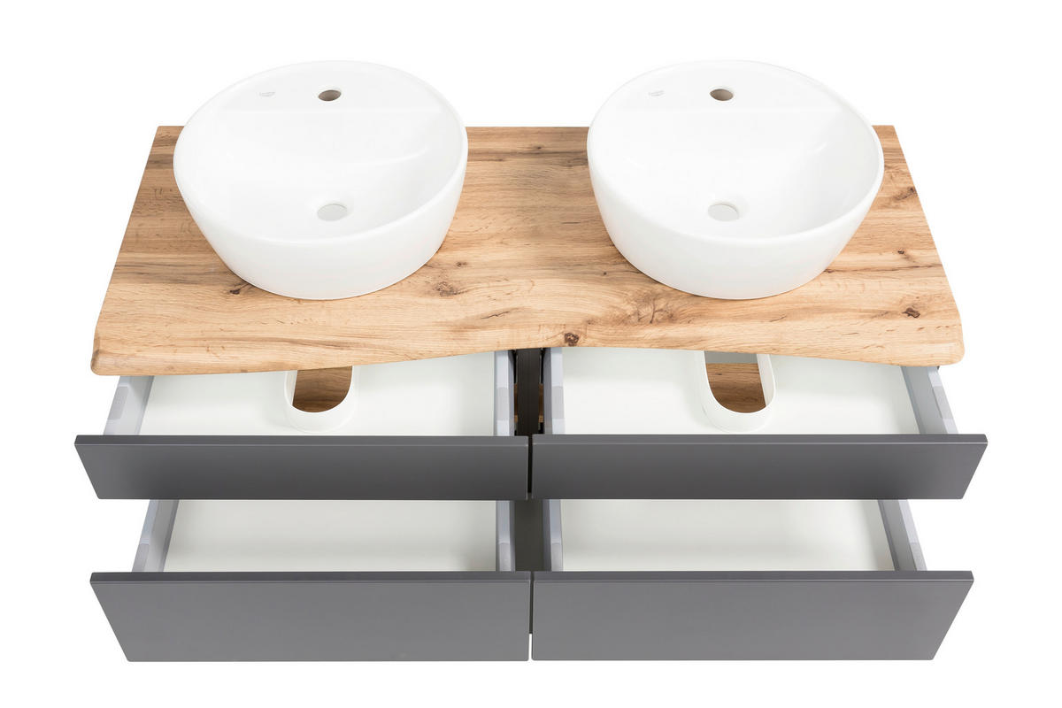 WASCHTISCHKOMBI 121 cm  - Graphitfarben/Weiß, Natur, Keramik/Holzwerkstoff (121cm) - Xora