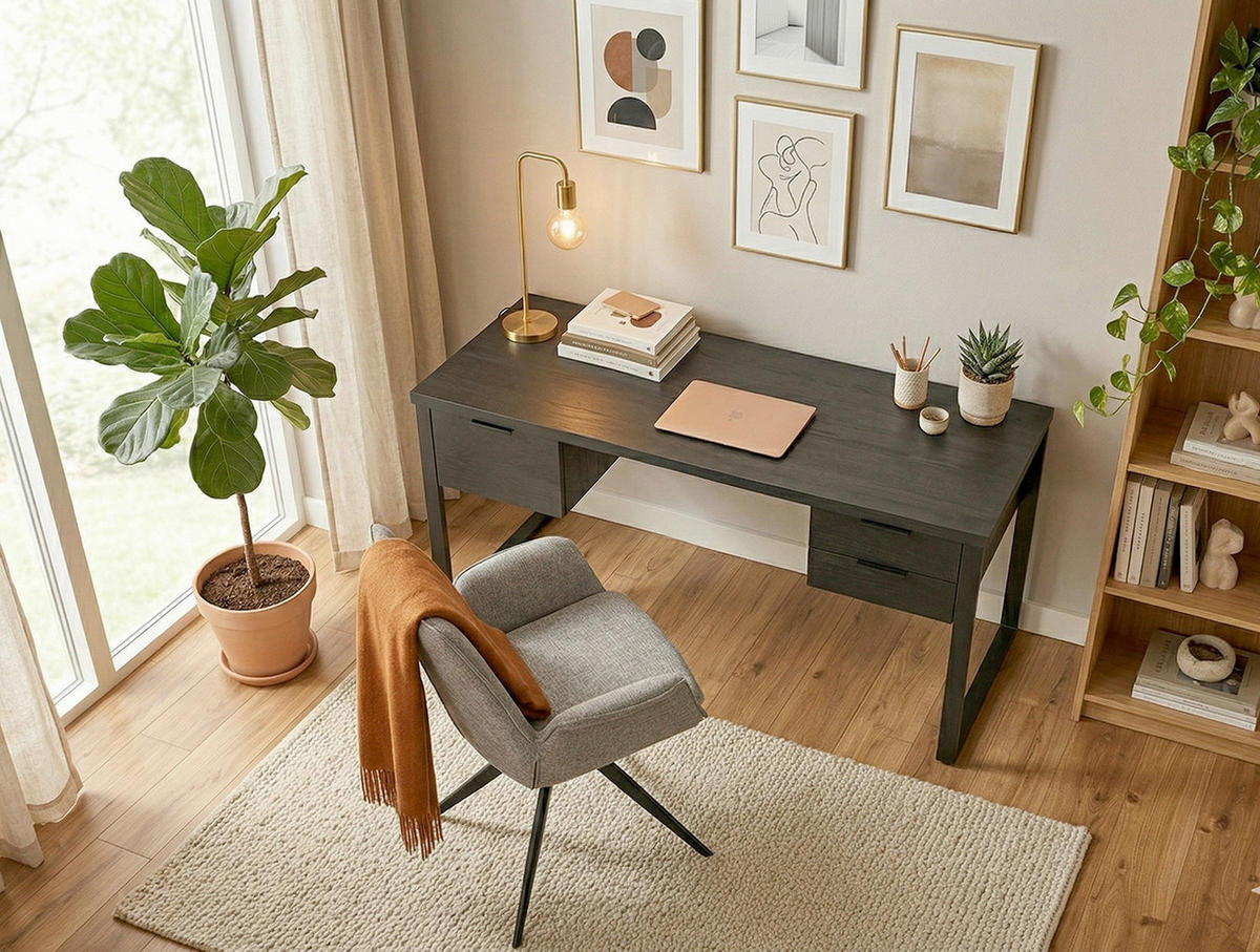SCHREIBTISCH 150/120/76 cm Schwarz Stauraum, in verschiedenen Holz-Dekoren erhältlich  - Schwarz, Lifestyle, Holzwerkstoff/Metall (150/120/76cm)