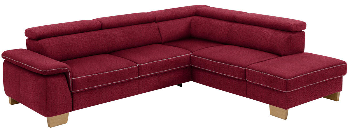 ECKSOFA in Mikrofaser Rot  273/226 cm  - Eichefarben/Beige, Natur, Holz/Textil (273/226cm) - Beldomo System