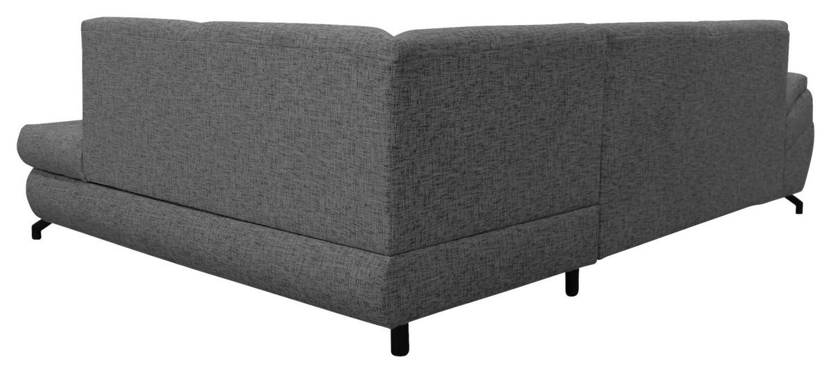 ECKSOFA Dunkelgrau Struktur, Plüsch  - Dunkelgrau/Schwarz, Design, Textil/Metall (274/201cm) - MID.YOU