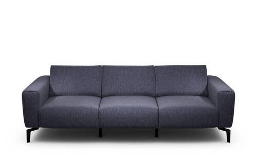 3-SITZER-SOFA in Chenille Blau  - Blau/Schwarz, Design, Textil/Metall (250/86/86-94cm) - SENSOO