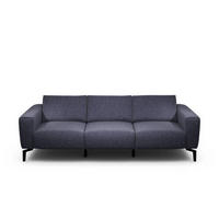 3-SITZER-SOFA in Chenille Blau  - Blau/Schwarz, Design, Textil/Metall (250/86/86-94cm) - SENSOO