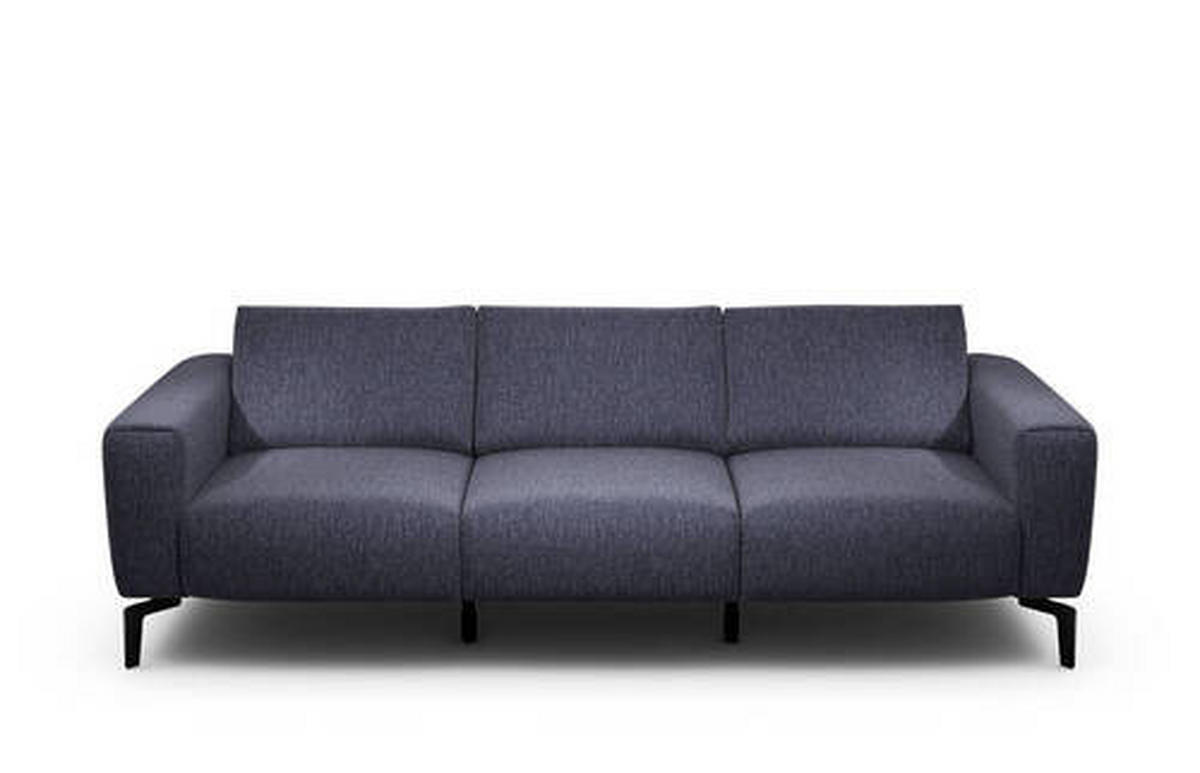 3-SITZER-SOFA in Chenille Blau  - Blau/Schwarz, Design, Textil/Metall (250/86/86-94cm) - SENSOO