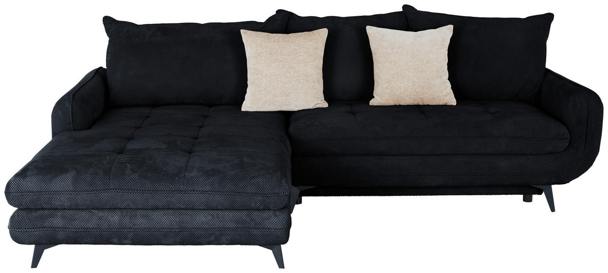 ECKSOFA WAVE Schwarz Struktur  - Beige/Schwarz, MODERN, Textil/Metall (189/266cm) - MID.YOU
