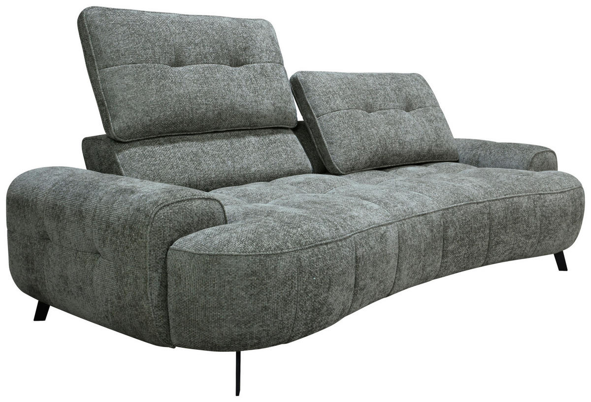 2-SITZER-SOFA Chenille Grau  - Schwarz/Grau, Design, Kunststoff/Textil (230/84/104/111/122cm) - Livetastic