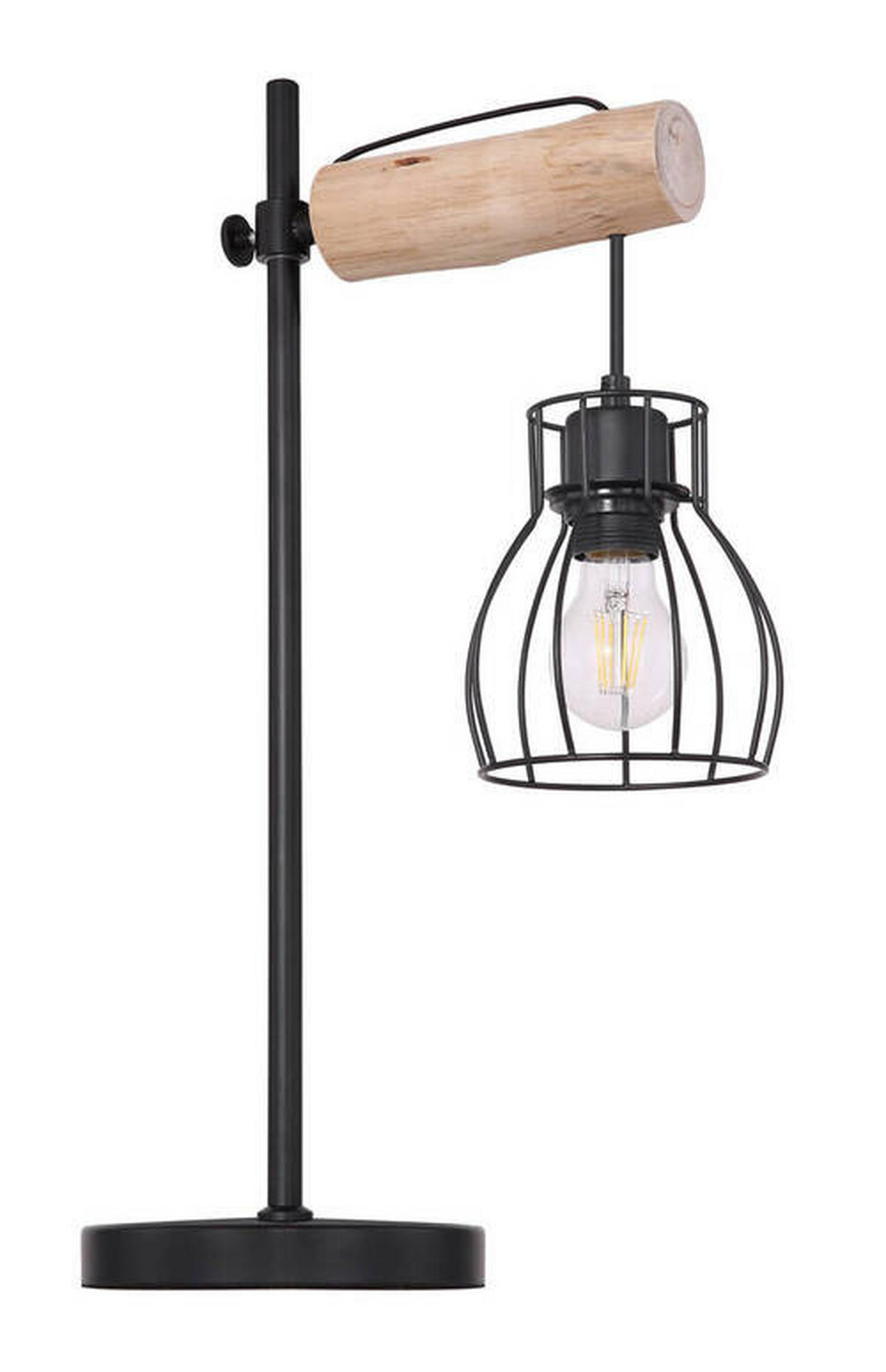 TISCHLEUCHTE - Schwarz/Naturfarben, Basics, Holz/Metall (33/18/55cm) - Globo