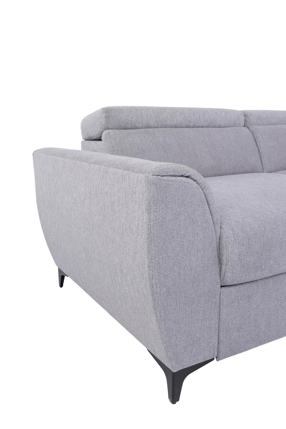 ECKSOFA Grau Velours  - Schwarz/Grau, KONVENTIONELL, Textil/Metall (255/217cm) - Carryhome