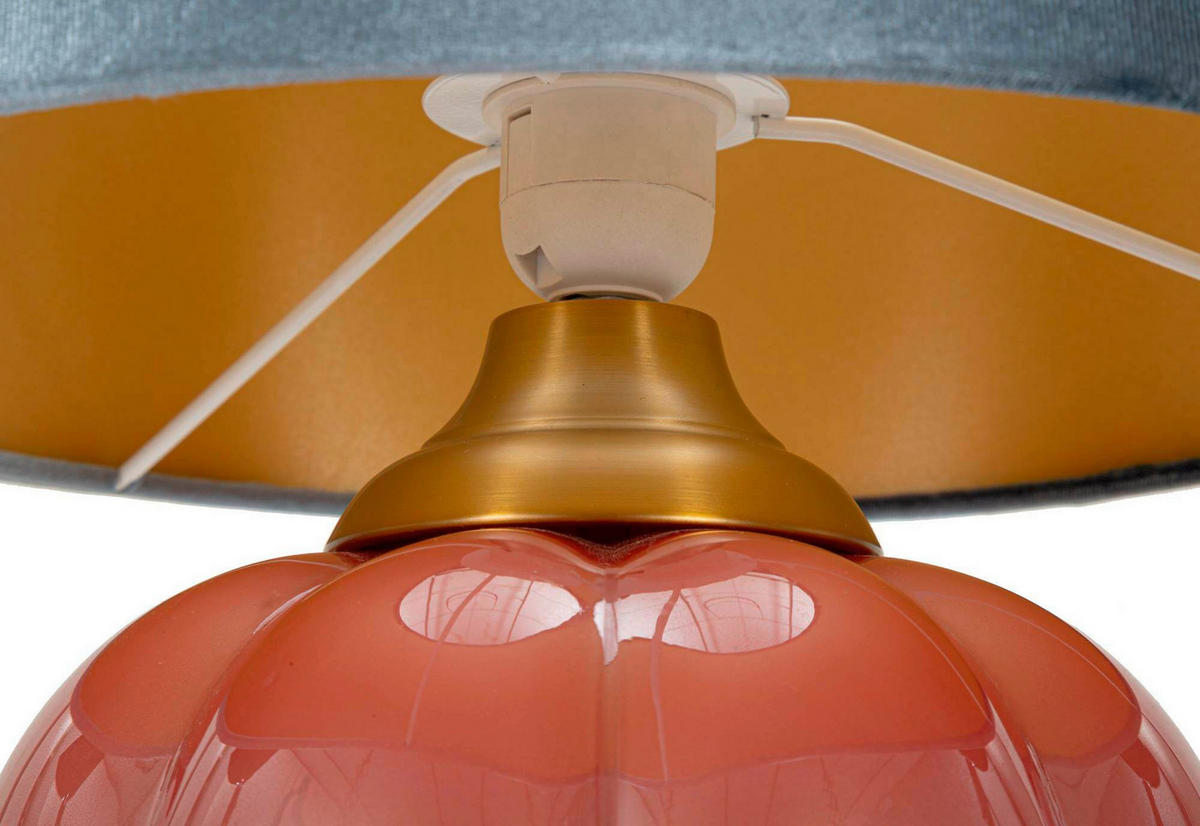 TISCHLEUCHTE   - Blau/Rot, Basics, Glas/Textil (32,5/50/32,5cm)