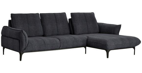 ECKSOFA in Webstoff Dunkelgrau  - Dunkelgrau/Schwarz, Natur, Textil (277/182cm) - Valnatura