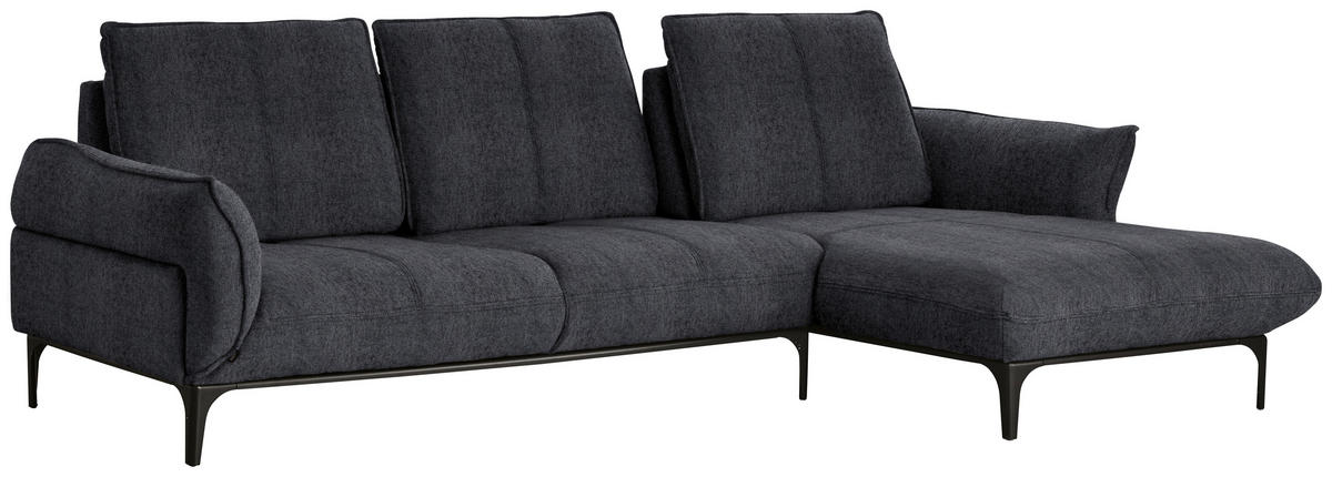ECKSOFA in Webstoff Dunkelgrau  277/182 cm  - Dunkelgrau/Schwarz, Natur, Textil (277/182cm) - Valnatura