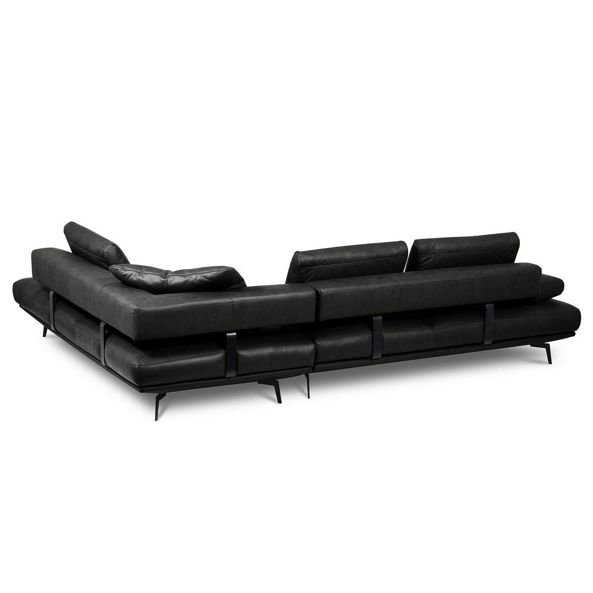 ECKSOFA  in Echtleder Schwarz  306/237 cm  - Schwarz/Grau, Design, Leder/Metall (306/237cm) - Livetastic
