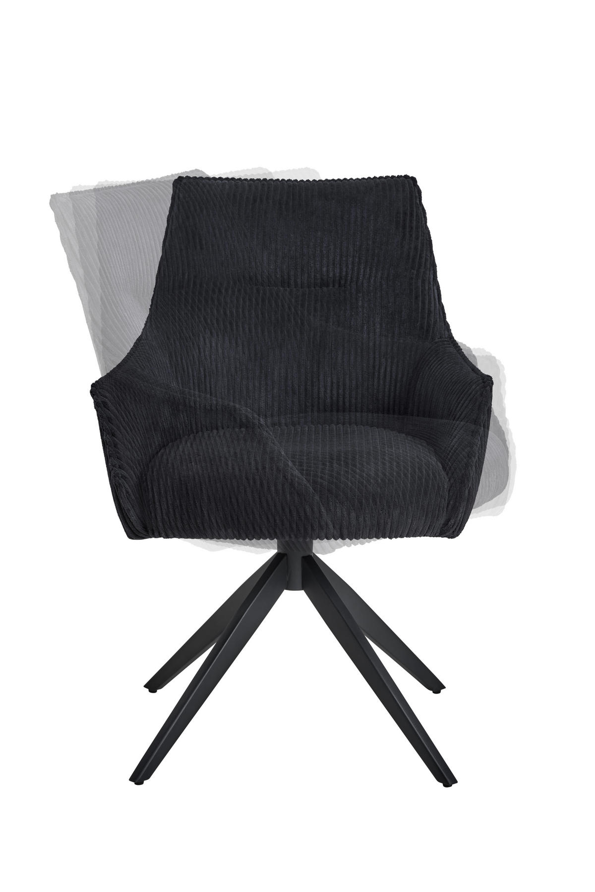 ARMLEHNSTUHL  in Eisen Cord  - Schwarz, LIFESTYLE, Textil/Metall (61/87/65cm) - MID.YOU