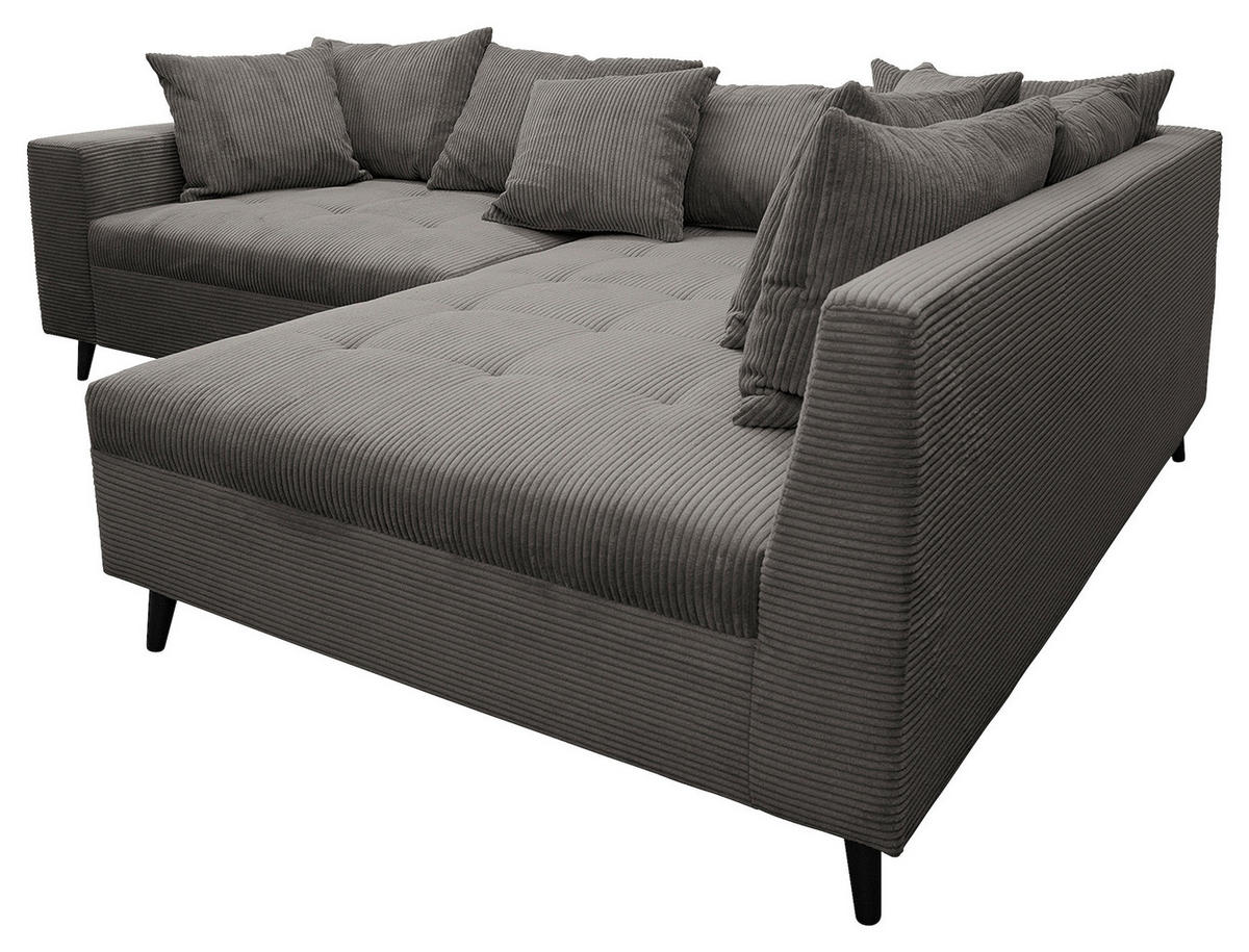 KUTNA GARNITURA tekstil  siva   - siva/crna, Design, tekstil/drvo (247/174cm) - MID.YOU