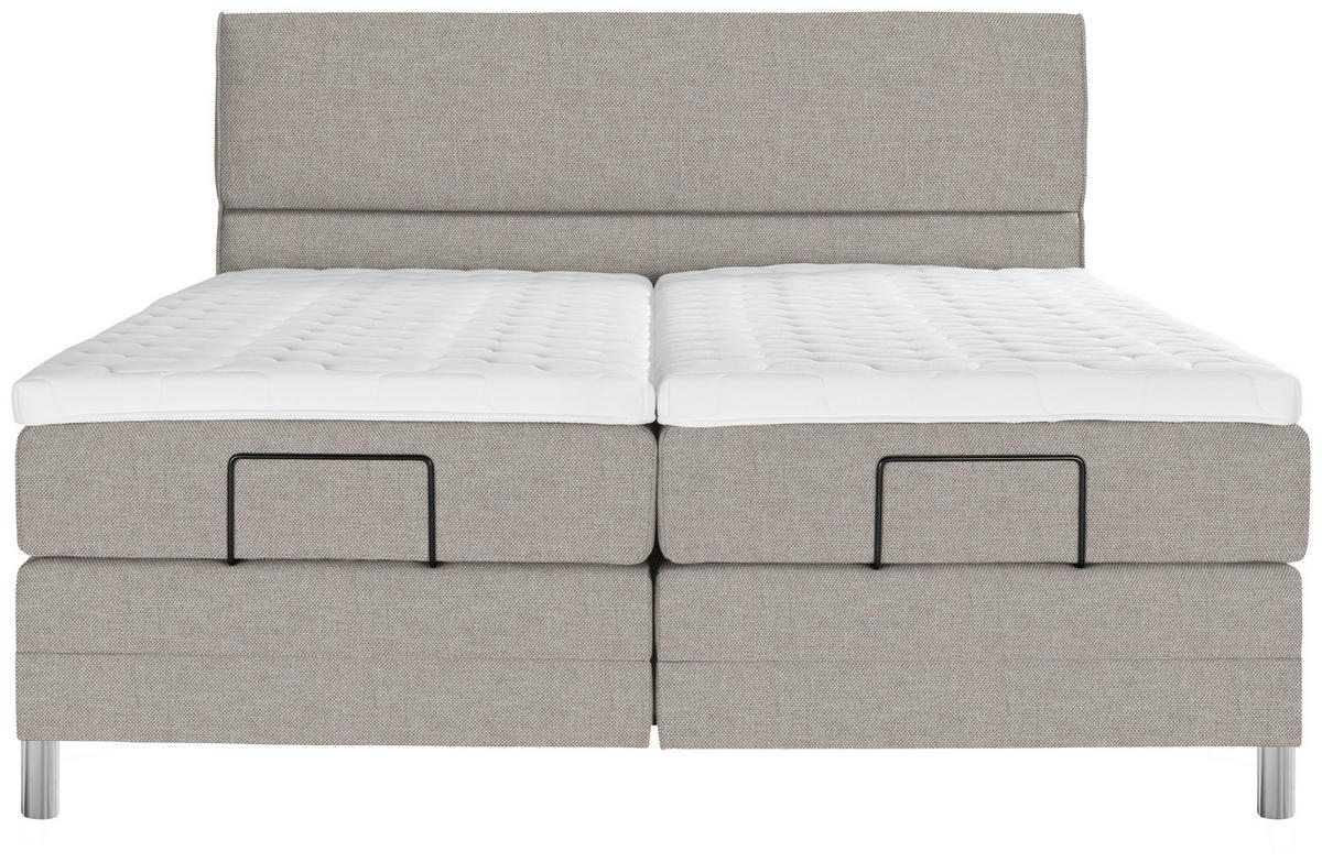 BOXSPRINGBETT 180/200 cm  in Greige  - Chromfarben/Greige, Konventionell, Kunststoff/Textil (180/200cm) - Voleo