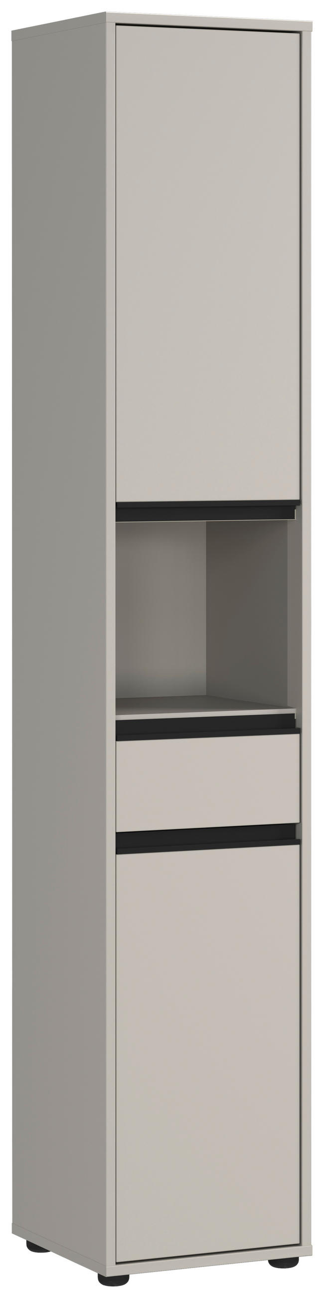 HOCHSCHRANK 33/181/34 cm  - Schwarz/Grau, MODERN, Holzwerkstoff/Kunststoff (33/181/34cm) - Germania