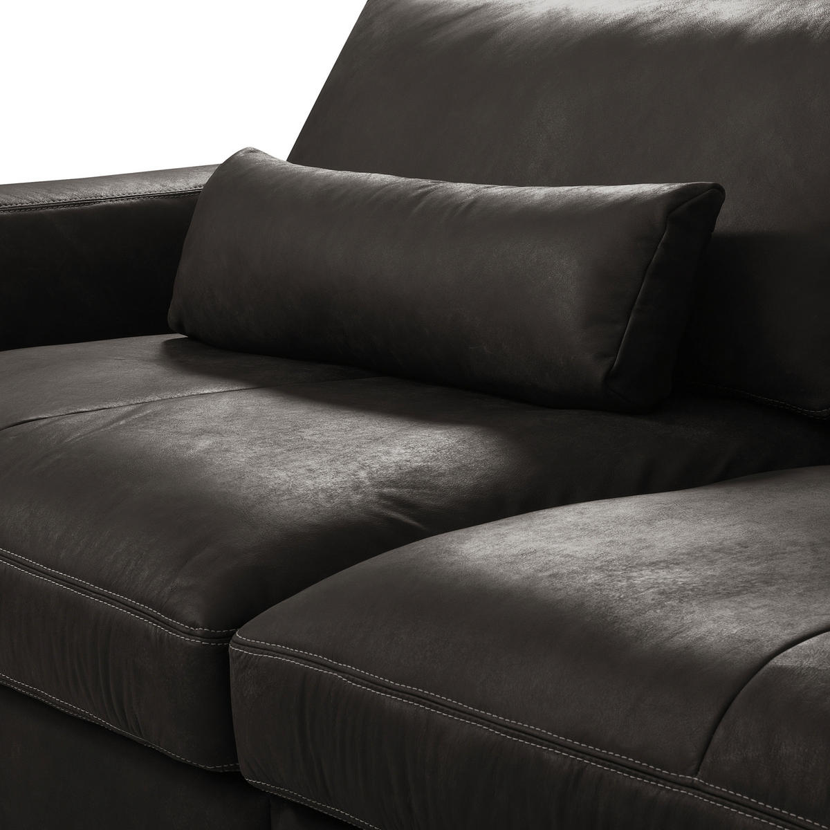 3-SITZER-SOFA  in Echtleder Dunkelgrau   - Dunkelgrau/Beige, Design, Leder/Kunststoff (300/85/123cm) - Livetastic