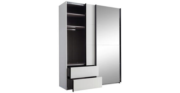 SCHWEBETÜRENSCHRANK  in Schwarz, Weiß  - Schwarz/Weiß, KONVENTIONELL, Glas/Holzwerkstoff (170/225,5/60cm) - Xora