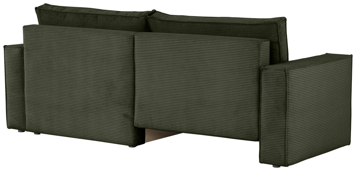 ECKSOFA in Feincord Olivgrün  - Schwarz/Olivgrün, Konventionell, Kunststoff/Textil (242/151cm) - Carryhome