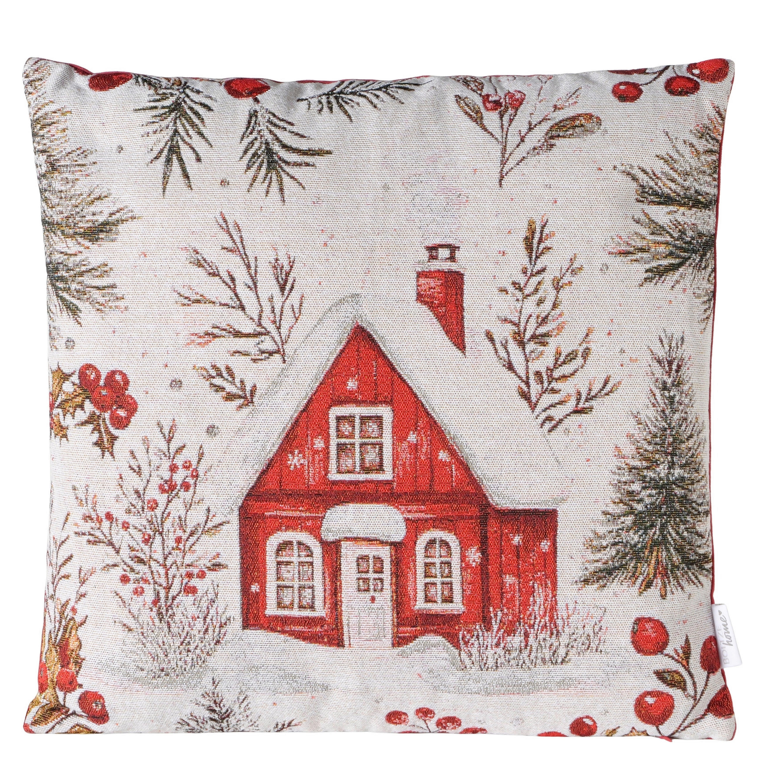 ZIERKISSEN  - Rot/Creme, Basics, Textil (45/45/12cm) - Boltze Home