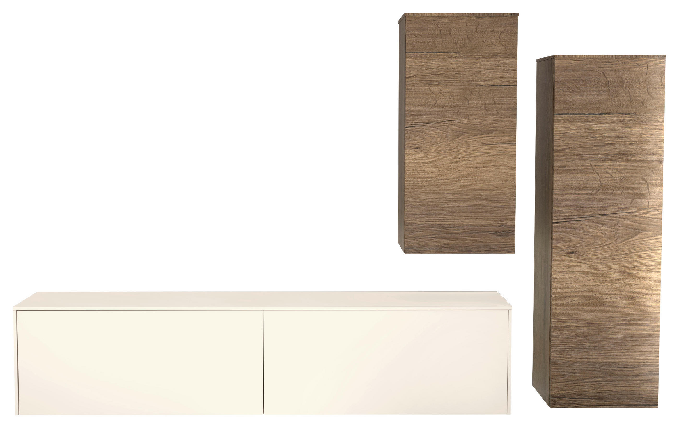 WOHNWAND  234/174/37 cm  in Eichefarben, Magnolie  - Eichefarben/Magnolie, Design, Holzwerkstoff (234/174/37cm) - Celina Home