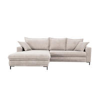 ECKSOFA 174/272 cm  in Cord Creme Rückenkissen, Bettkasten, Rücken echt, Stauraum, Liegefläche im Originalstoff  174/272 cm  - Creme/Schwarz, Design, Textil/Metall (174/272cm) - MID.YOU